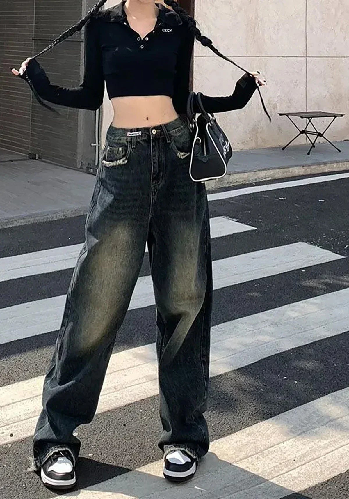 Retro Women's High Waisted Straight Leg Jeans