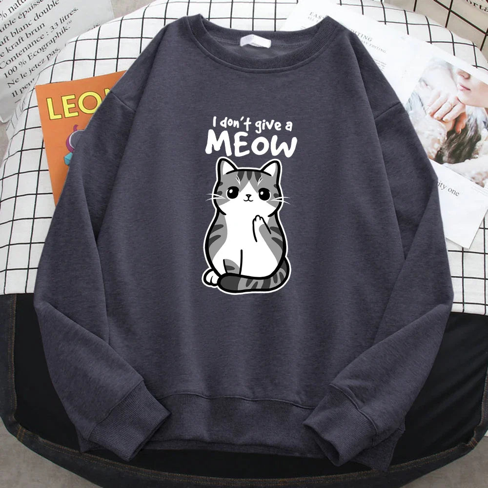 I Don't Give A Meow Cat Print Sweatshirt