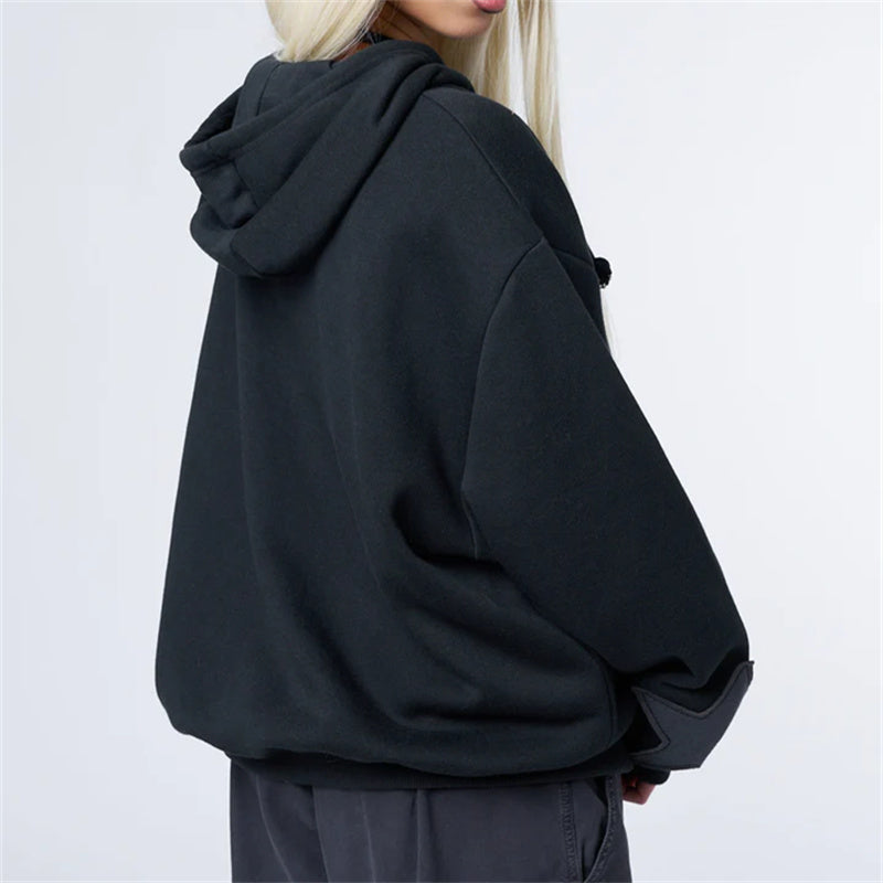Star Patchwork Zip-Up Graphic Hoodie Shirt