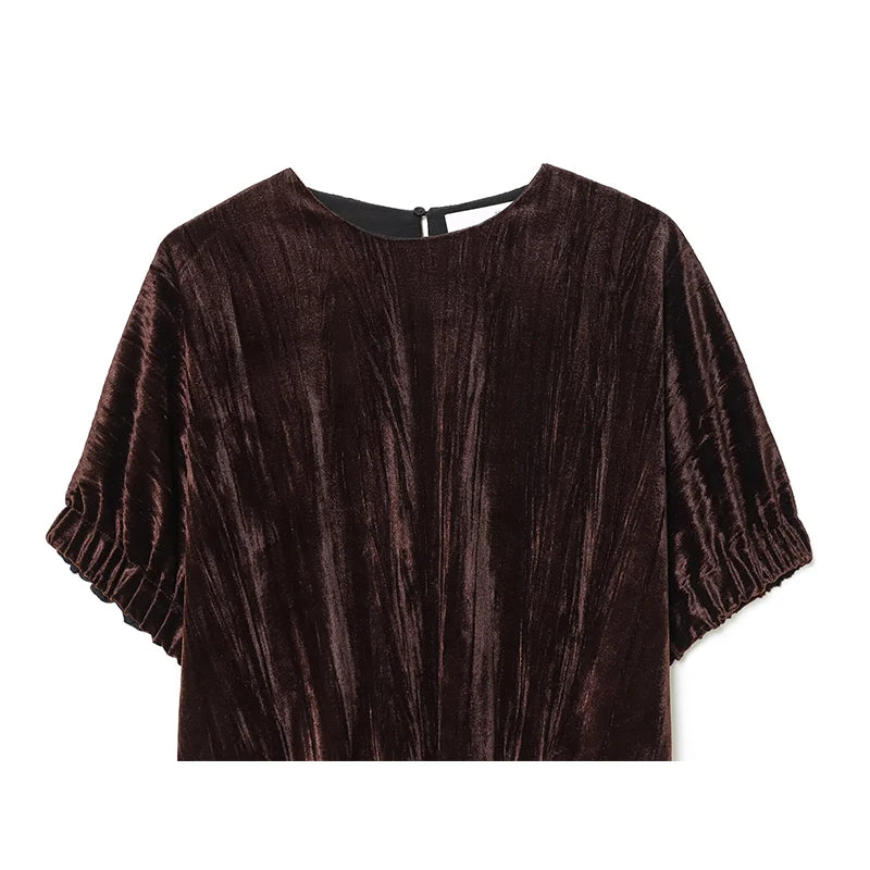 Velvet Balloon Vintage Loose Brown Blouse