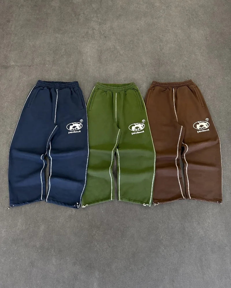 Streetwear Fashion Letter Embroidery Loose Sweatpants