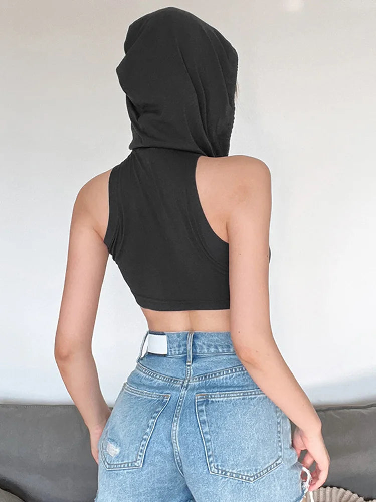 Hooded Solid Slim Sexy Tanks Top