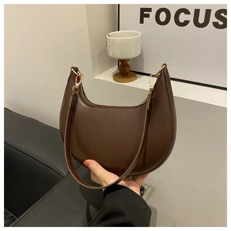 Crescent Moon Chic Leather Handbag