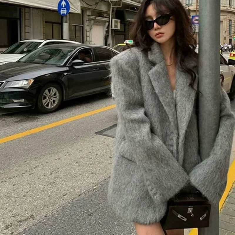 Women Warm Blazer Turn Down Collar
