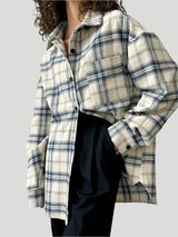 Women's Oversized Plaid Turn Down Shirt
