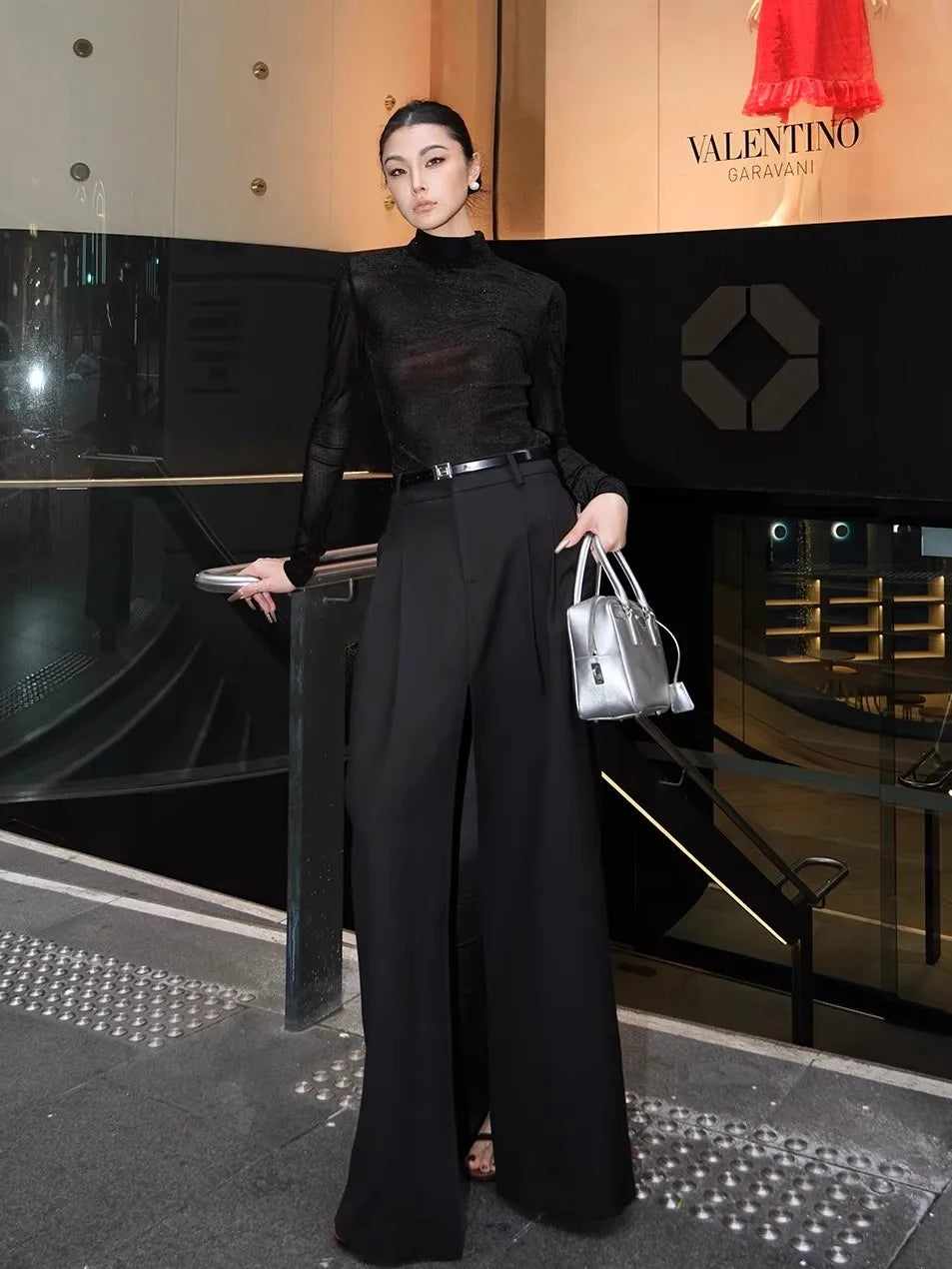 Black Flowy Floor Length Skirt