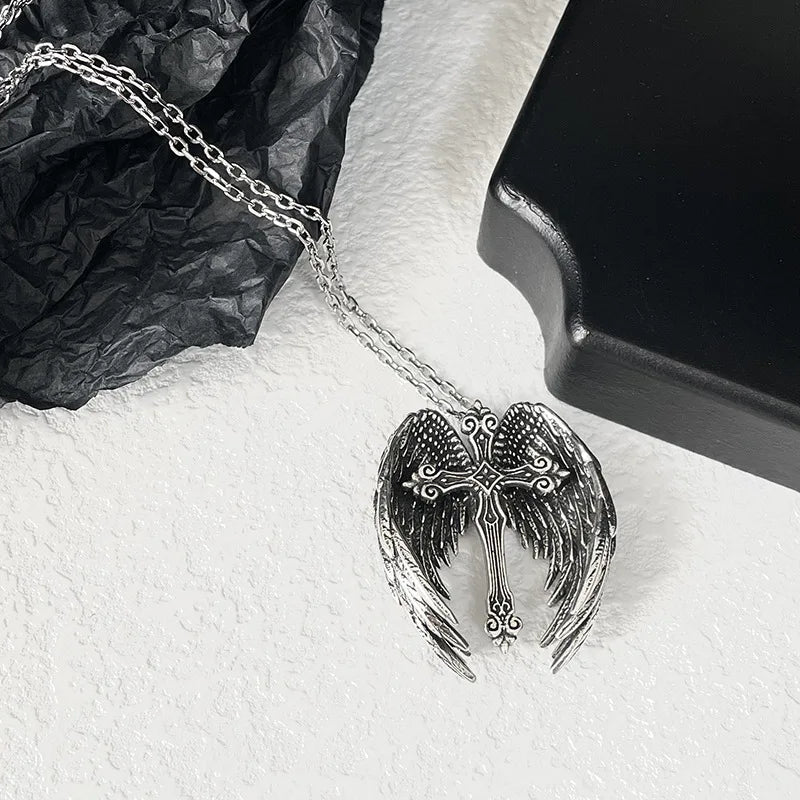 Collar de plata Cruz Ángel Guardián