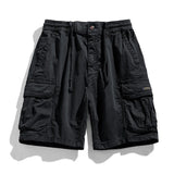 Solid Elastic Waist  Multi Pocket Short
