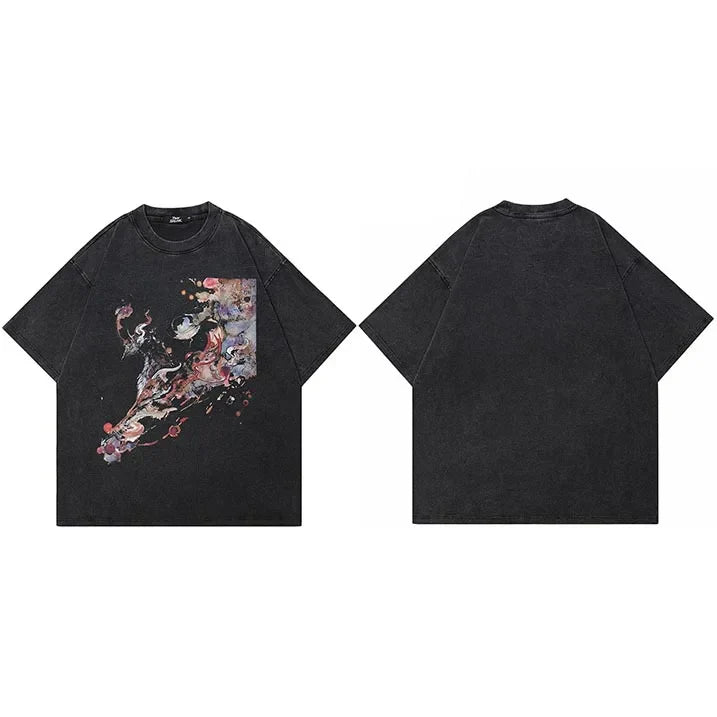 Washed Graphic Print Hip Hop T-Shirt