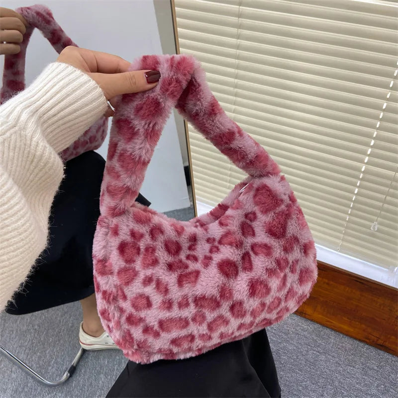 Fuzzy Fleece Leopard Bag