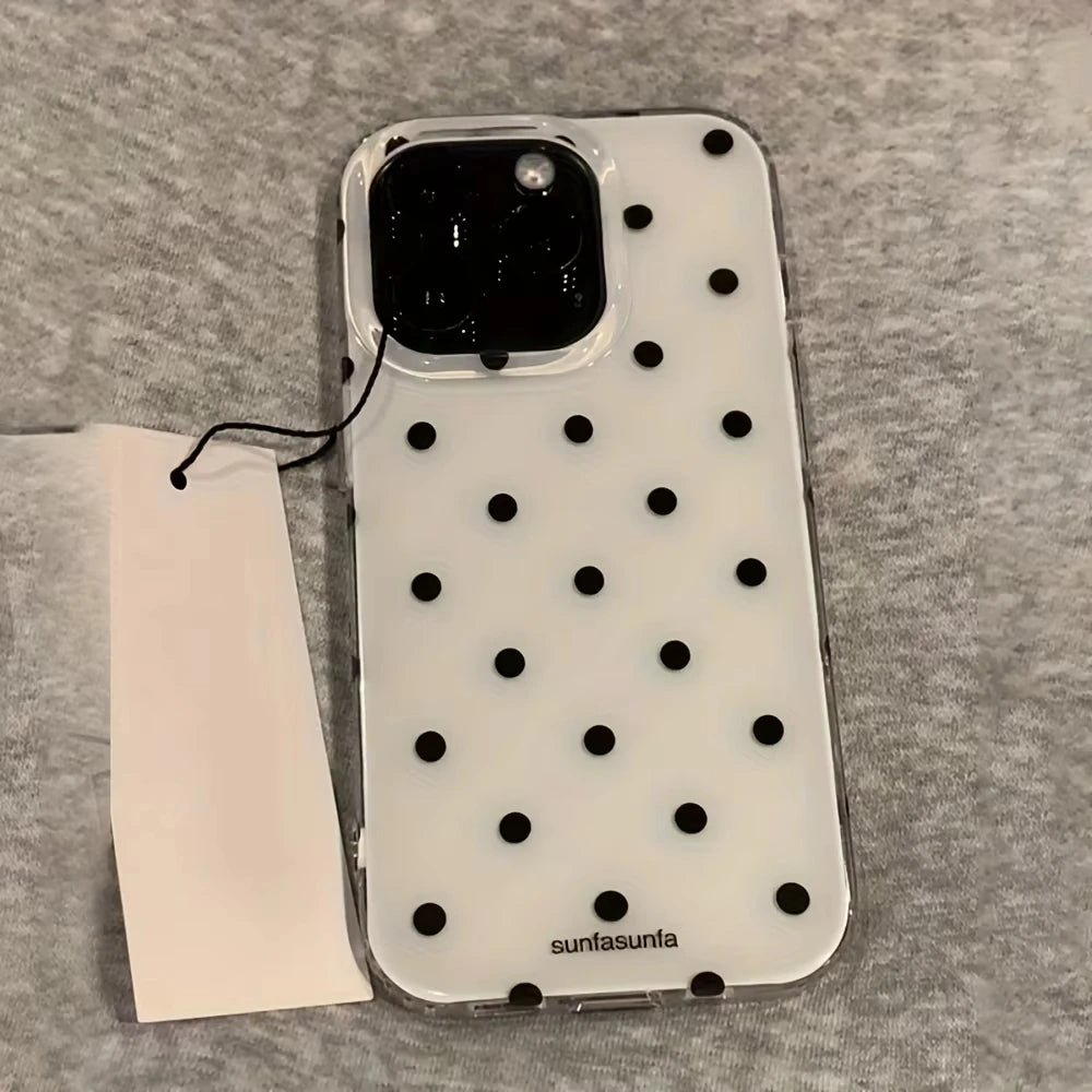 Black White Polka Dot Shockproof iPhone Case