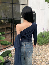 Stylish Off-Shoulder Long Sleeve Top