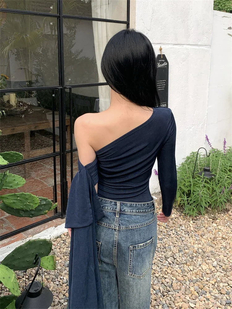 Stylish Off-Shoulder Long Sleeve Top
