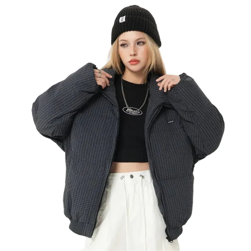 Plaid Thick Winter Padded Puffer Jacket