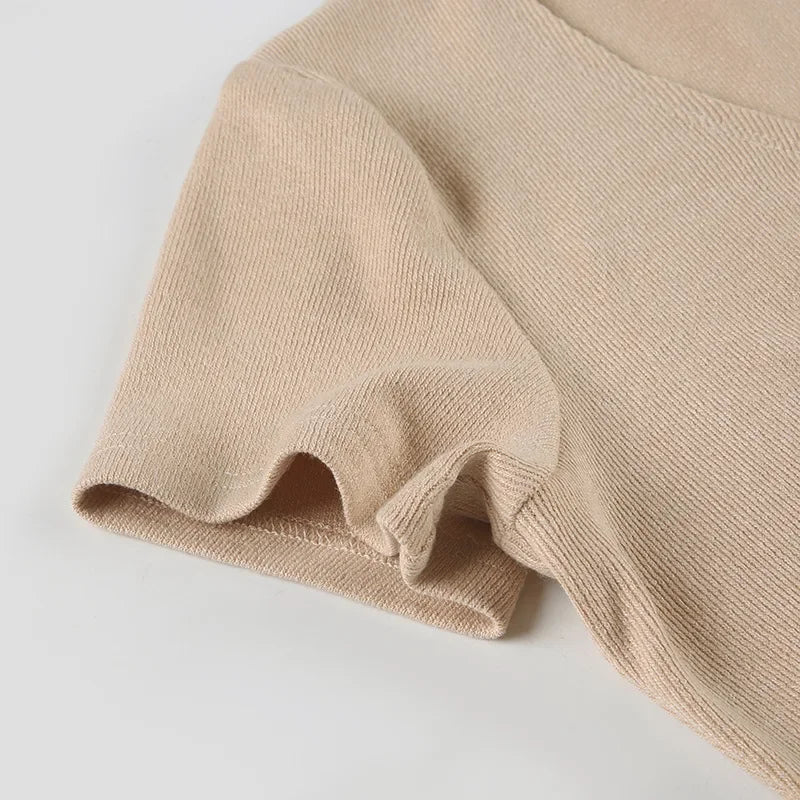 Button Up Knitted V-neck Mini Dress