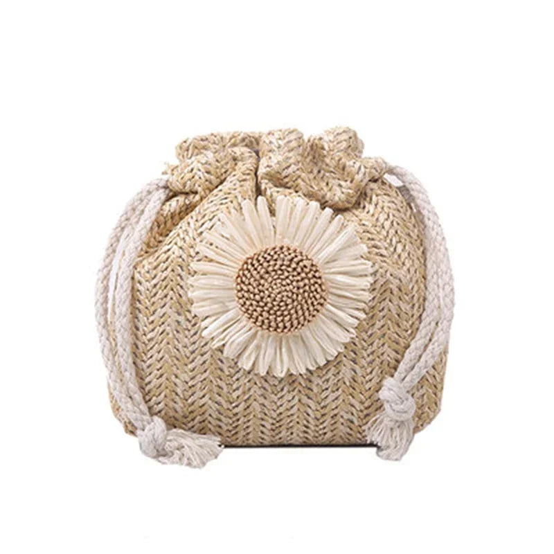Knitted Daisy Flower Mini Crossbody Bag