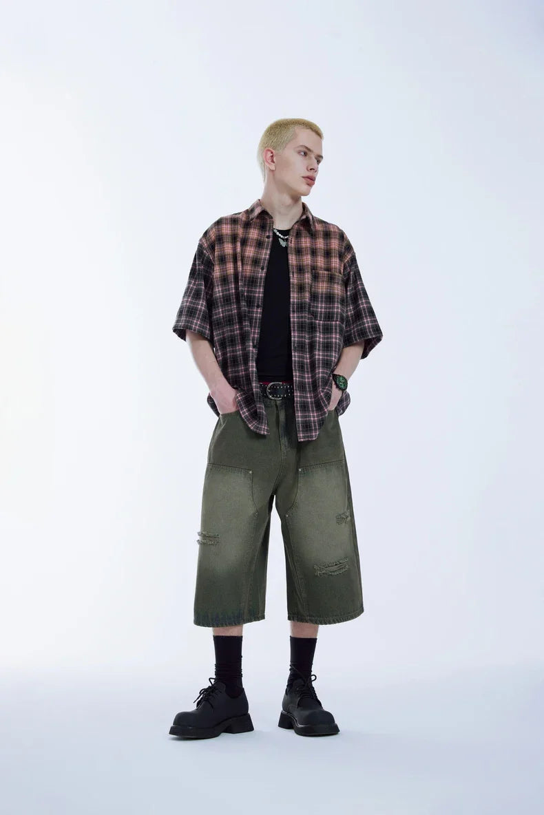 Ripped Wide Leg Carpenter Jorts