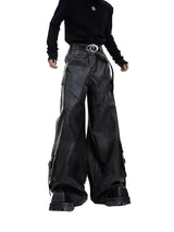 Acubi Black Leather Wide Pants