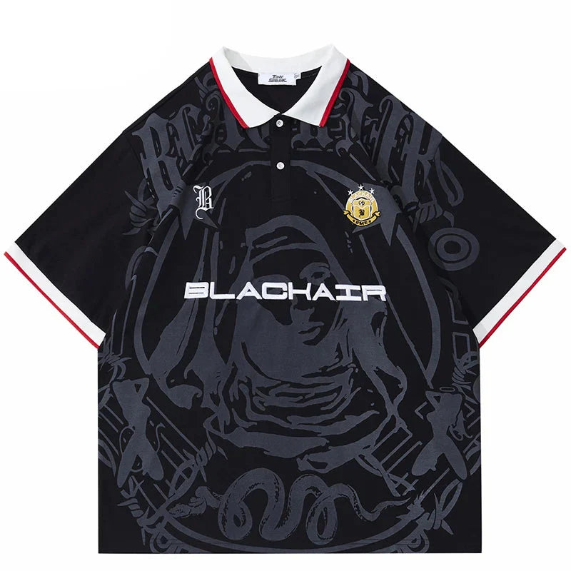 Virgin Mary Retro Embroidery Polo T-Shirt