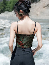 Geflocktes geblümtes Vintage Cami Crop Top