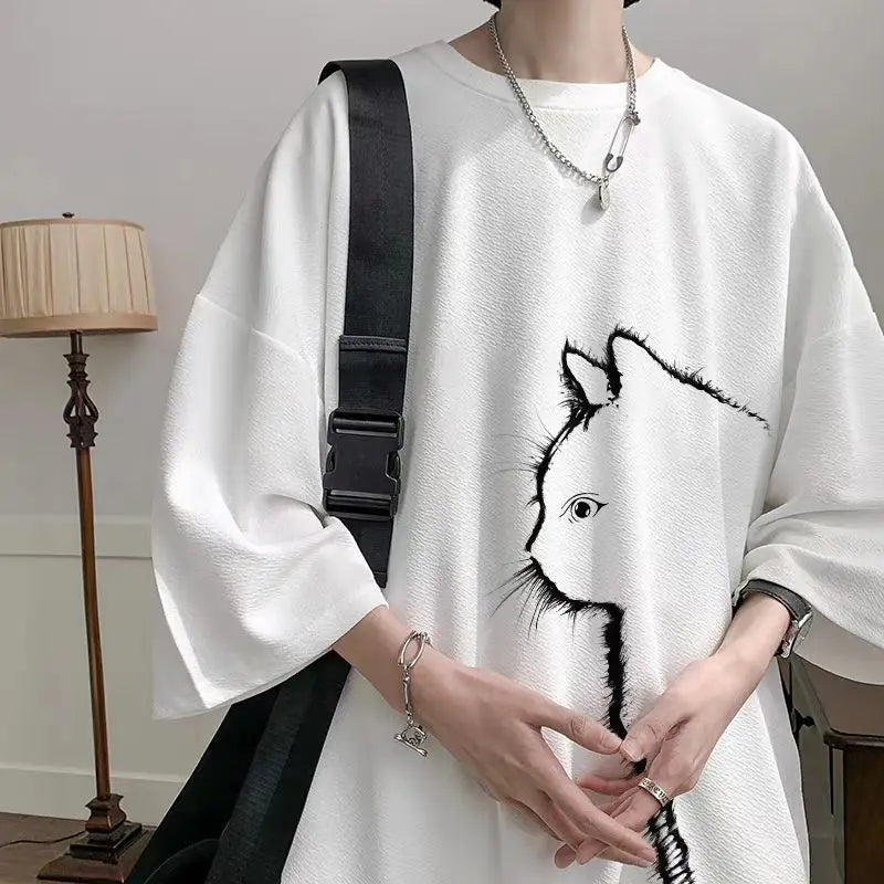 Loose Fit Summer Cat T-Shirt