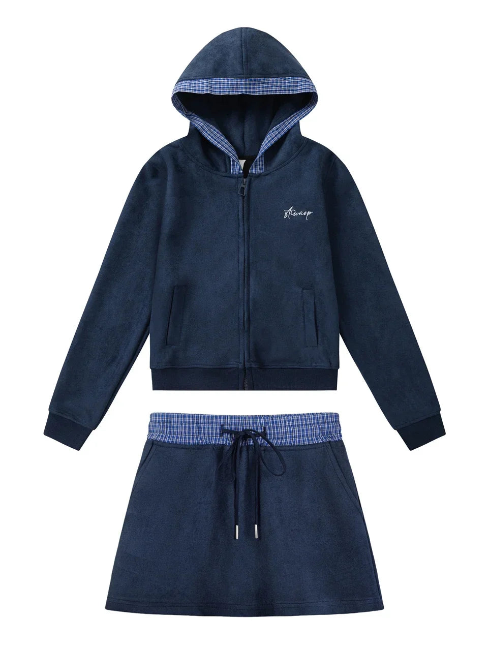 Athletic Girl Hoodie & Skirt Blue Set