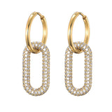 Steel Buckle Oval Earrings