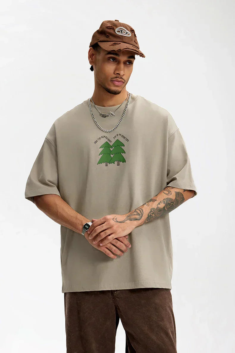 T-Shirt mit Fichten-Print