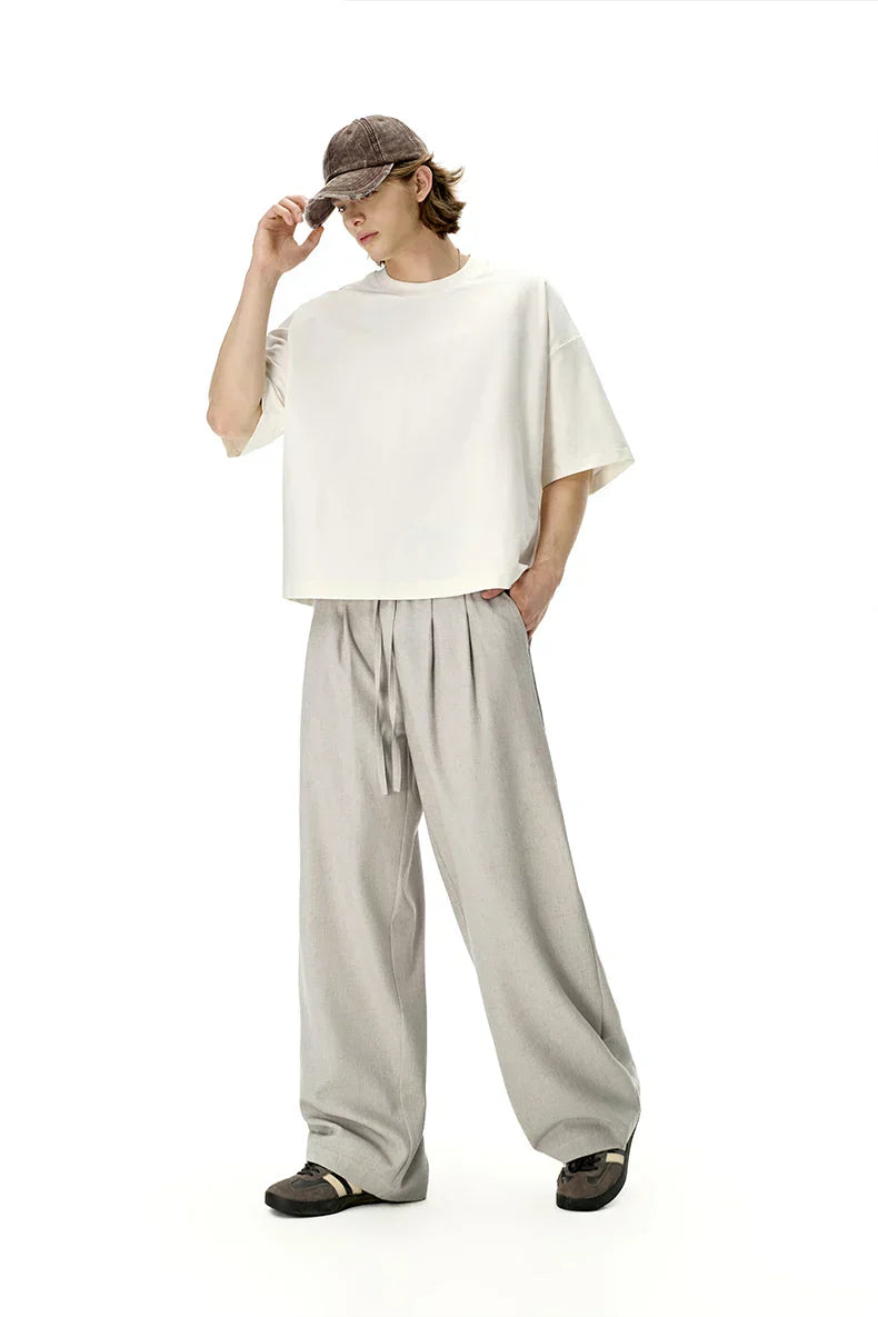 Drawstring Straight Leg Loose Fit Linen Pants