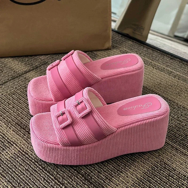 Y2K Buckle Platform Cute Sandals
