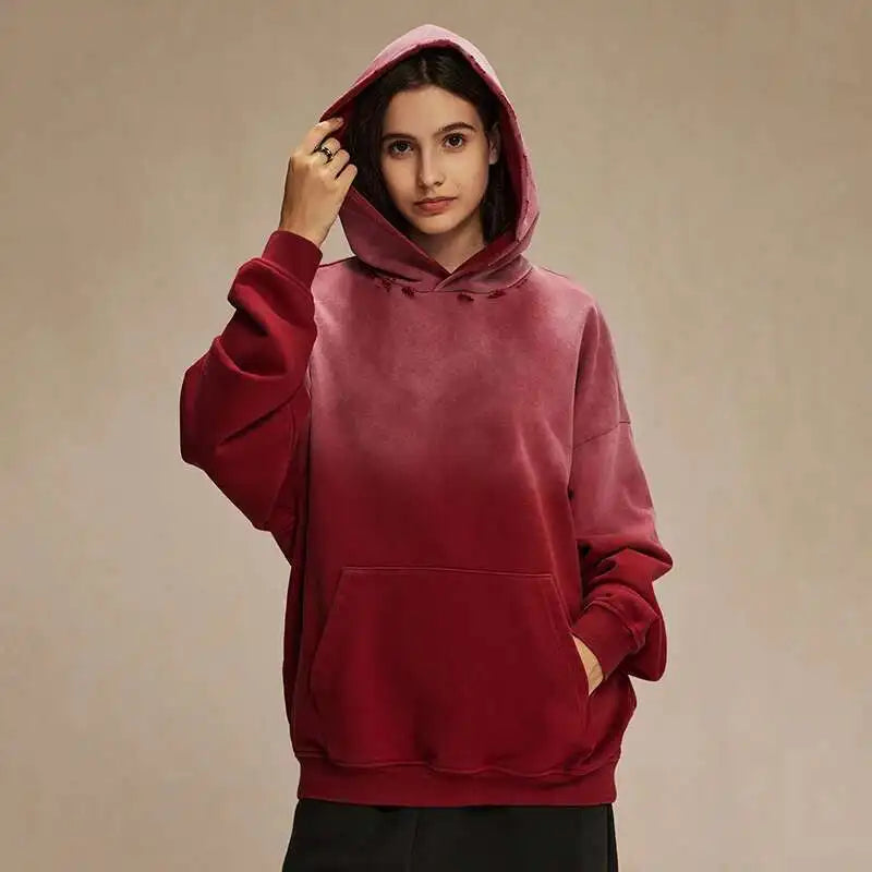 American Gradient Solid Color Pullover Hoodies