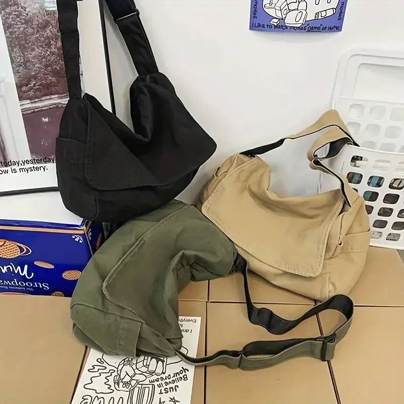 Y2K Large Canvas Messenger Bag