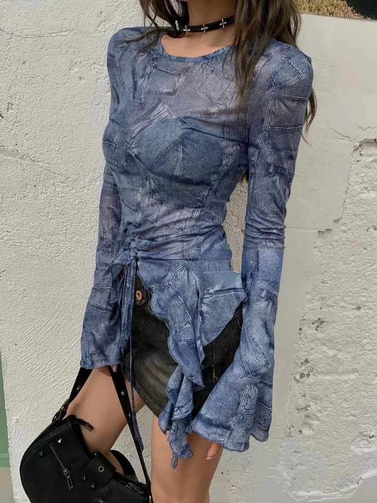 Grunge Vintage Hollow Out Blouses