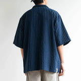 Camisa vintage de rayas con cuello cubano holgado