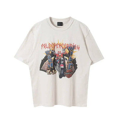 Vintage Anime Print Lockeres T-Shirt