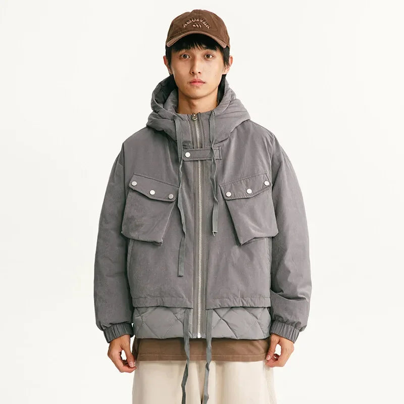 Winter Hooded Down Cargo Jacket