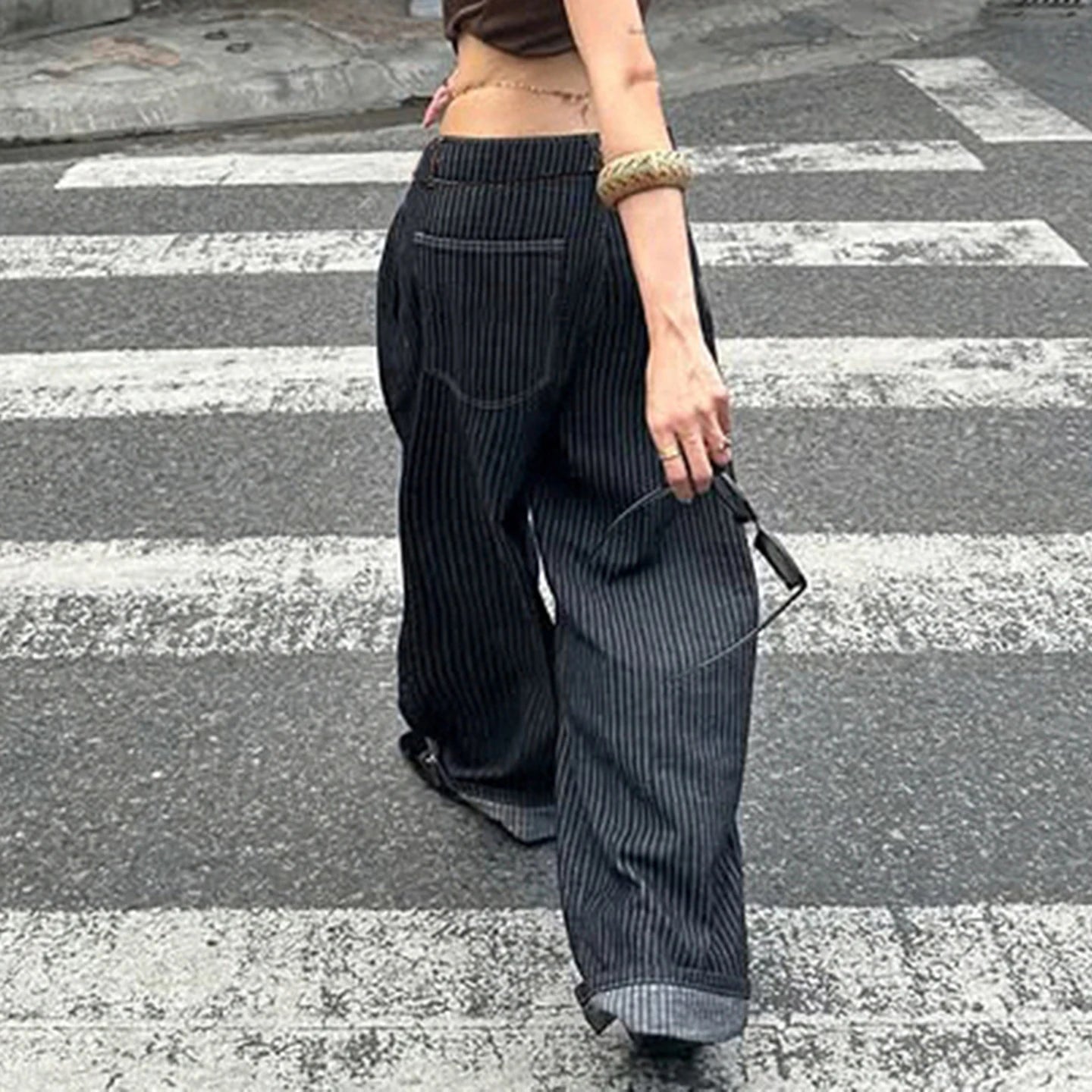 Y2K Stripped Women's Wide Leg Jeans