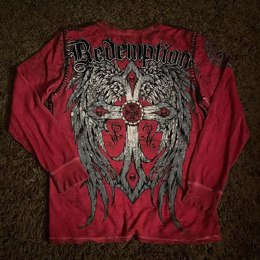 Vintage Oversized Long Sleeve Gothic T-Shirt