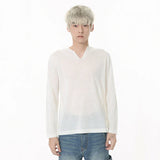 Schlankes, langärmliges V-Neck T-Shirt im koreanischen Stil