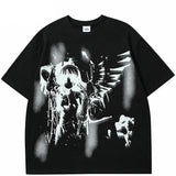 Schwarze Engel-Flügel Grafik Anime T-Shirt