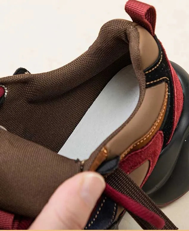 Chunky Leather Plush Color Block Sneakers