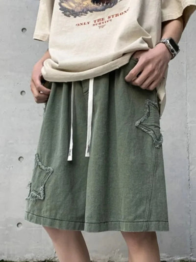 Y2K Drawstring Star Embroidered Shorts