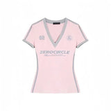 Y2K V Neck Jersey Top