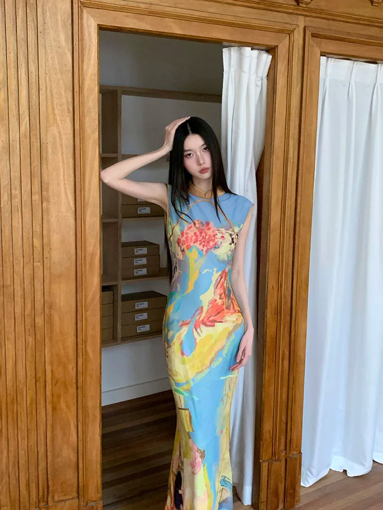 Vintage Cut Out Floral Maxi Dress