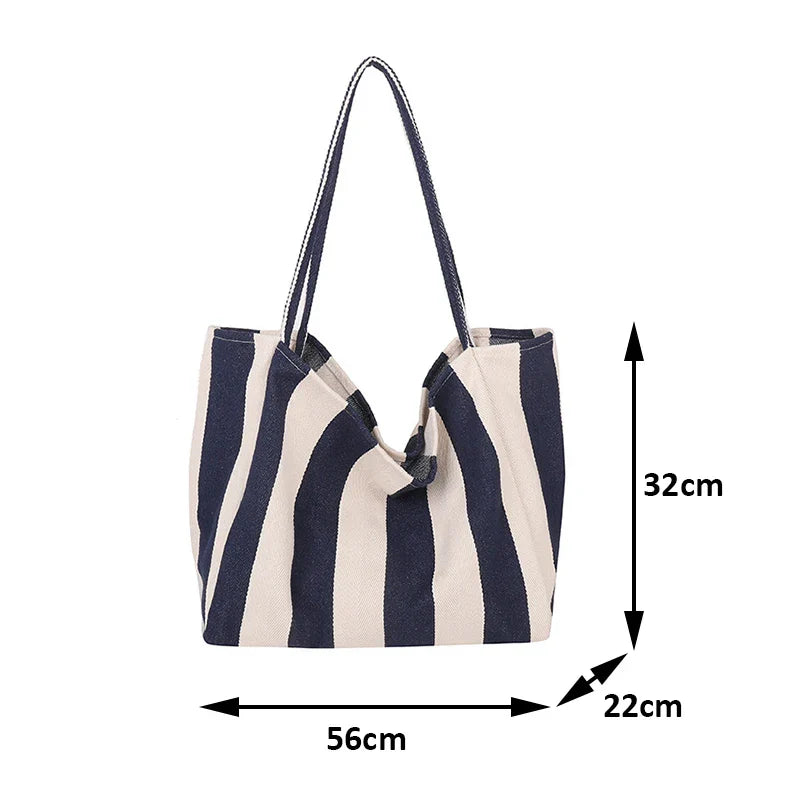 Striped Canvas Shoulder Bag