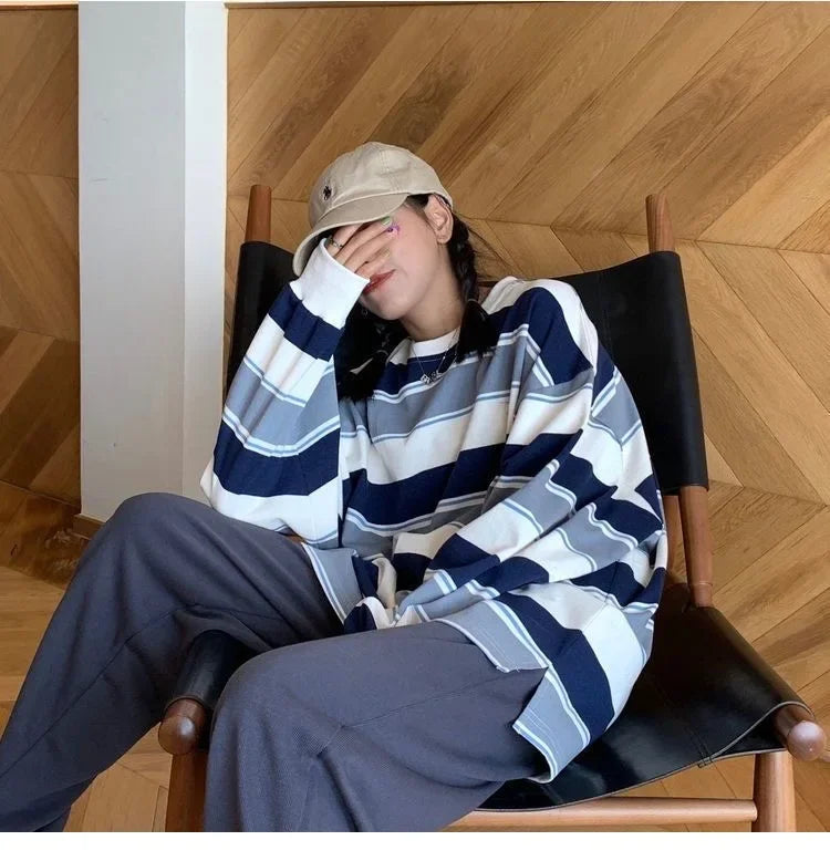 Y2K Women's Oversized Stripped T-shirt