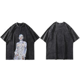 Vintage Robot Graphic Black Oversized T-Shirt