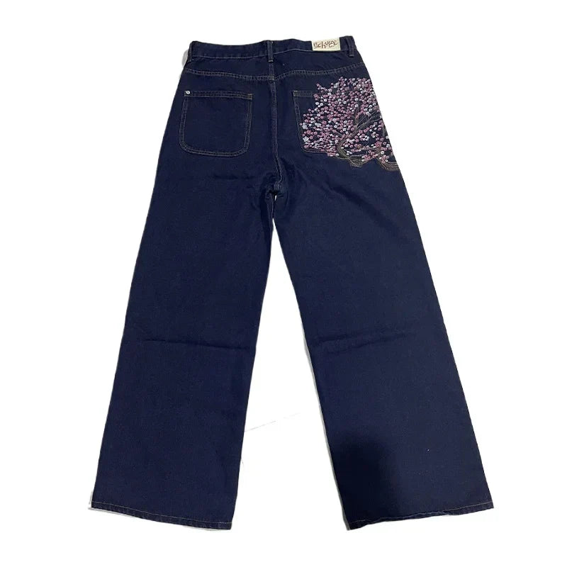 Y2K Blossom Embroidery Straight Leg Jeans