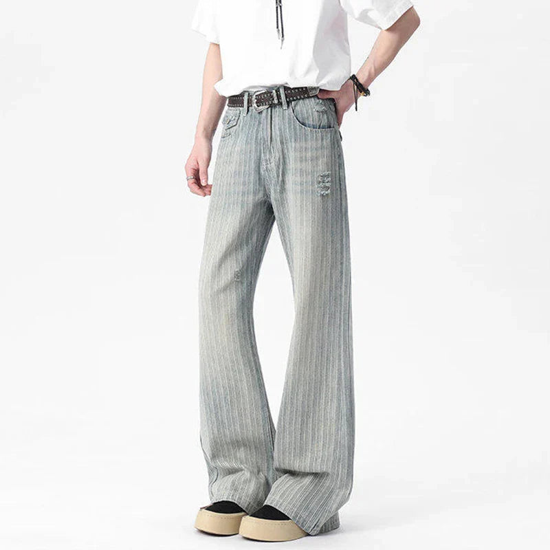 Cowboy Striped Washed Denim Pants