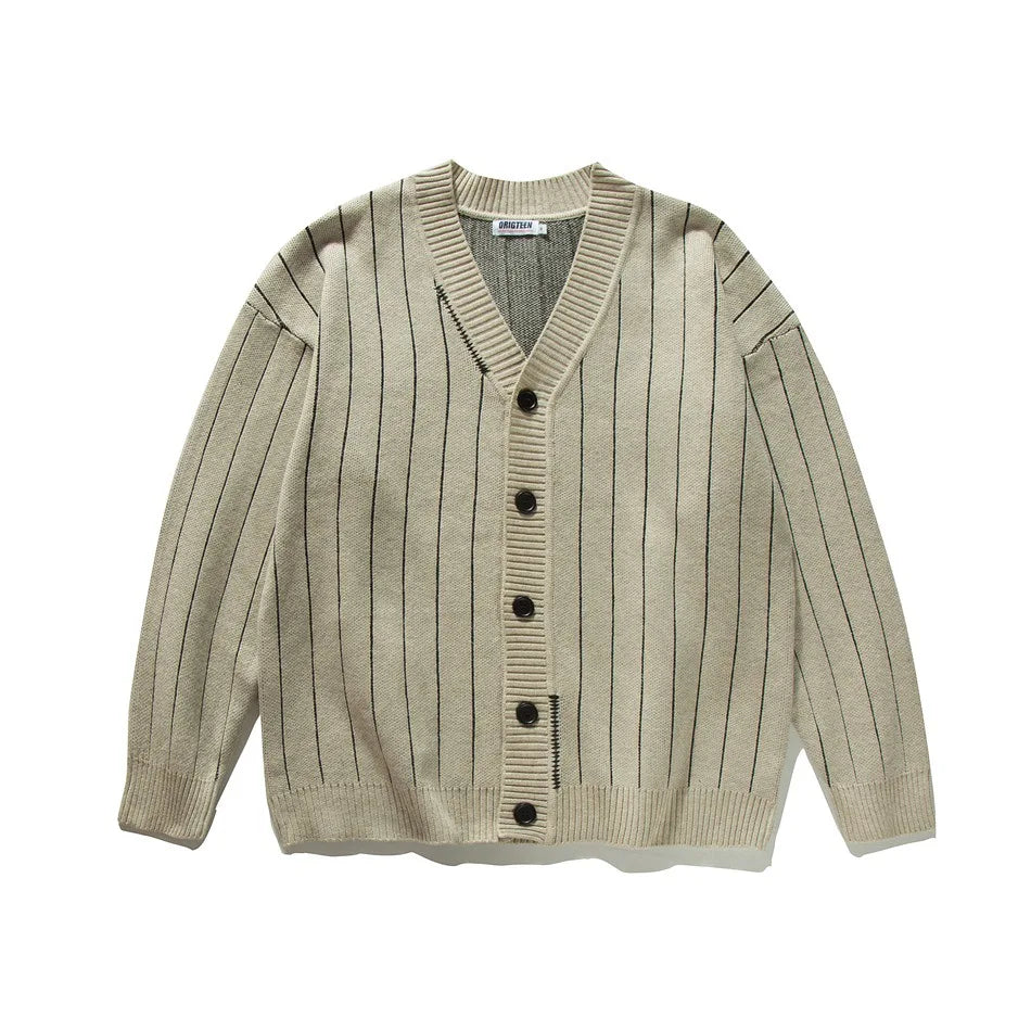 Vintage Loose Knitted Striped Cardigan